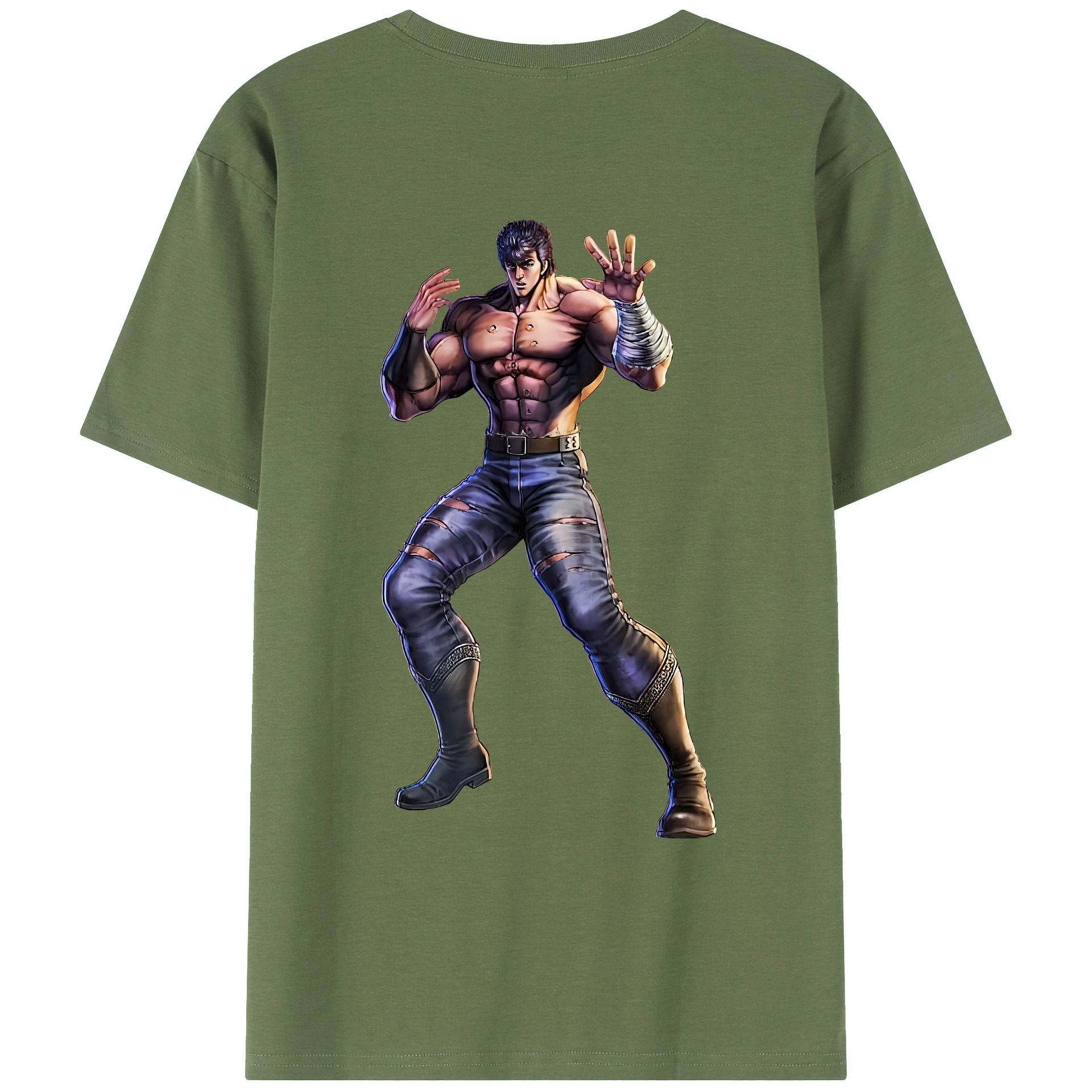 （画像用） 北斗の拳 Fist of the North Star 綿100％ メンズ半袖Tシャツ（バックプリント） 通気性